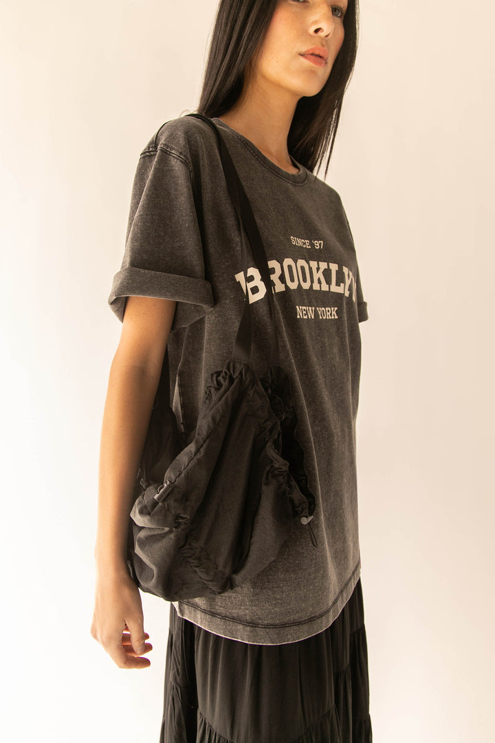 NYLON DRAWSTRING BACKPACK in Black — alternate angle