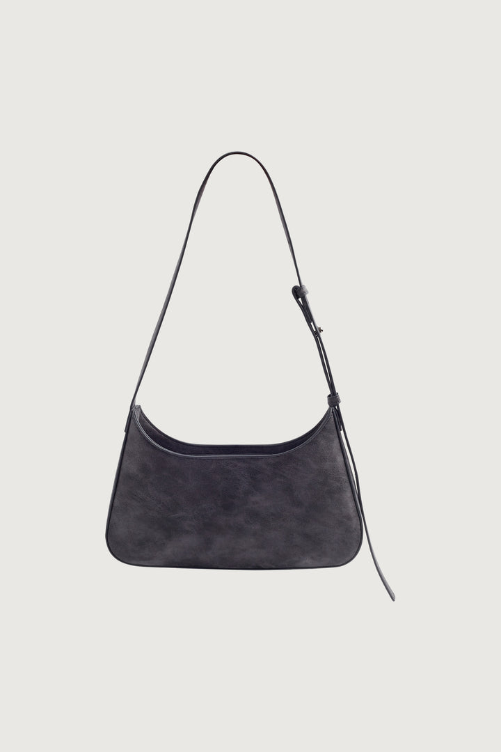 DISTRESSED LEATHER SHOULDER BAG in ASPHALT — alternate angle