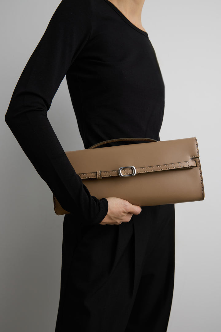 STELLA BELTED CLUTCH in Light Taupe — alternate angle