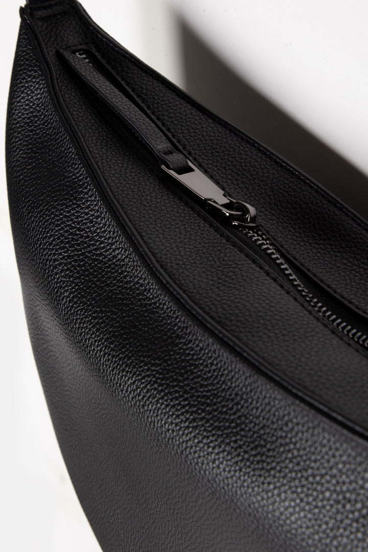 VEGAN LEATHER SLING BAG in Black — alternate angle
