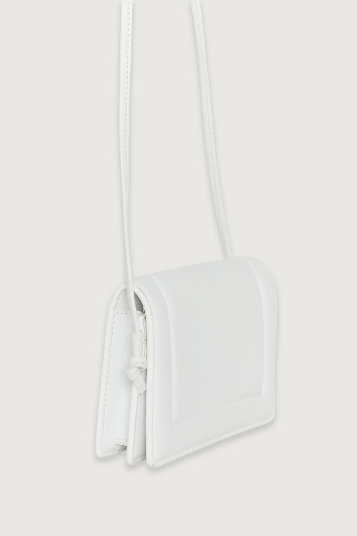SQUARE FLAP CROSSBODY BAG in White — alternate angle