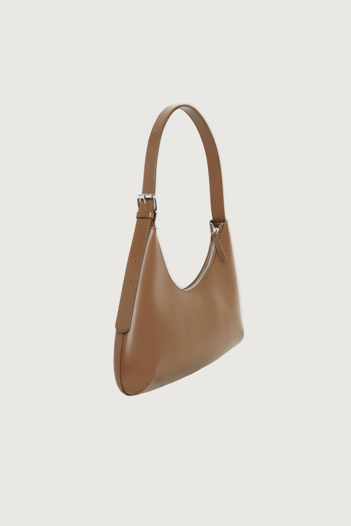 SMALL ROUNDED SHOULDER BAG in Bison — alternate angle