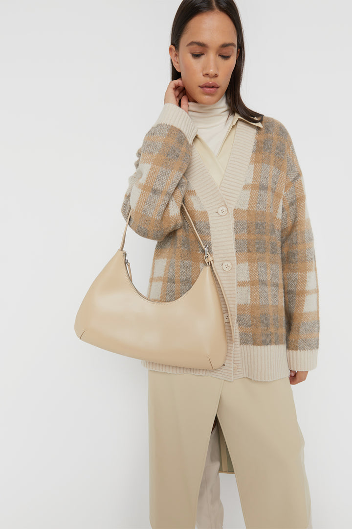 SMALL ROUNDED SHOULDER BAG in Dark Beige — alternate angle