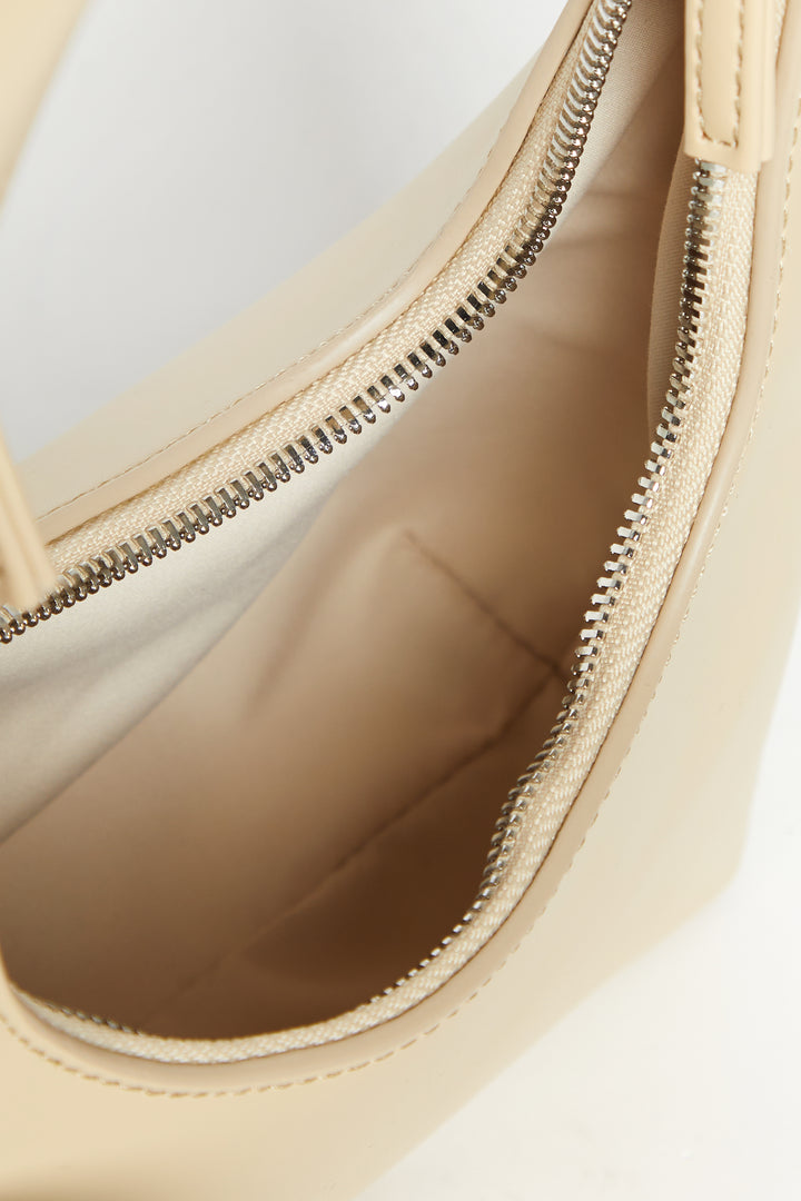 HIGH ZIPPER SHOULDER BAG in Pale Khaki — alternate angle