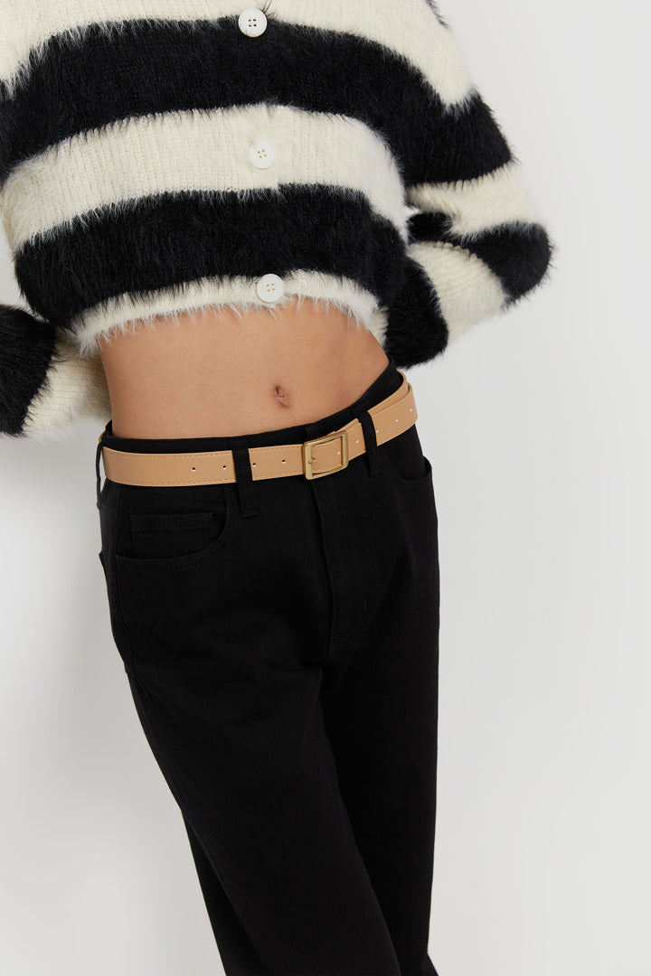 CLASSIC SQUARE BUCKLE BELT in Beige — alternate angle