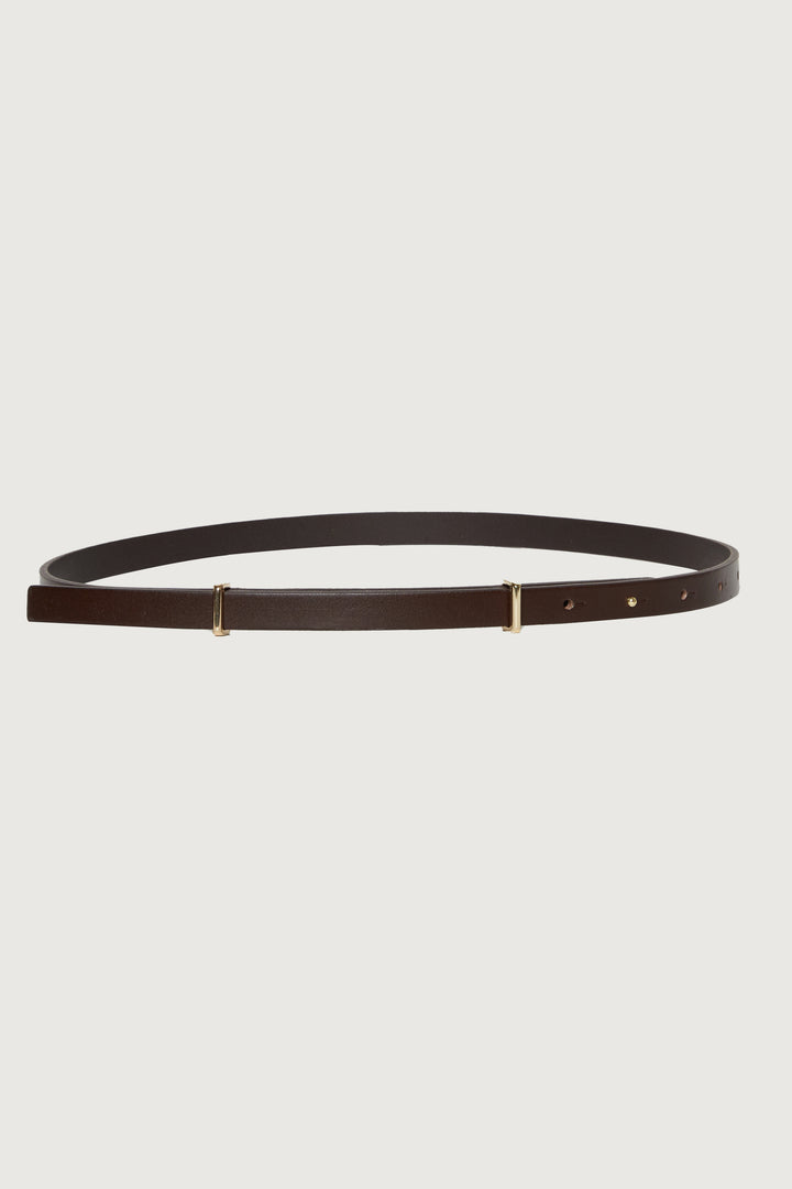 THIN BELT WITH DOUBLE BUCKLE in Dark Brown — alternate angle