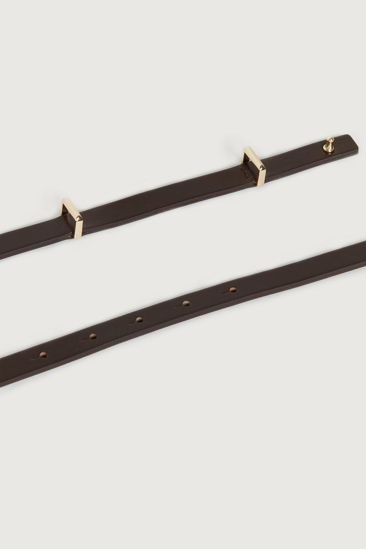 THIN BELT WITH DOUBLE BUCKLE in Dark Brown — alternate angle