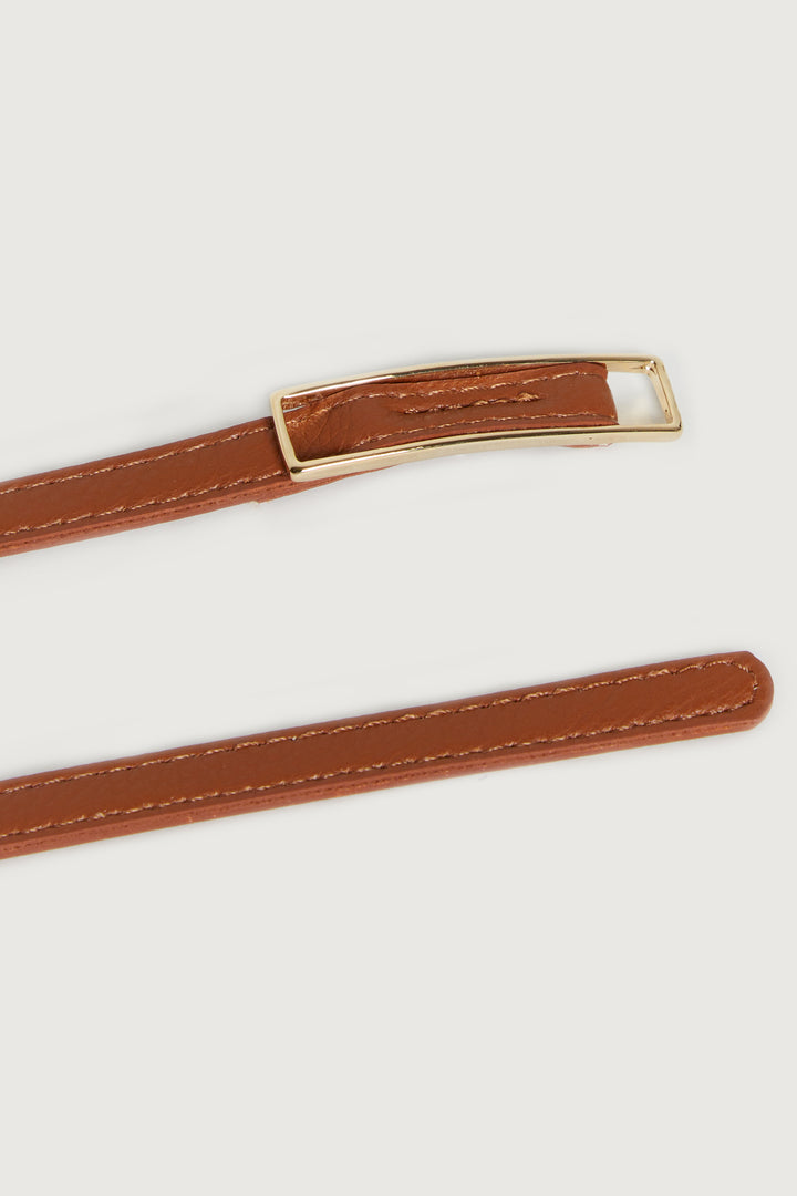 THIN BELT WITH WIDE BUCKLE in Brown — alternate angle