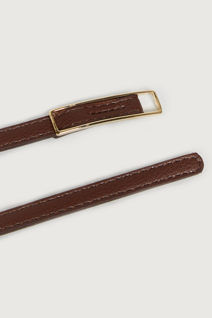 THIN BELT WITH WIDE BUCKLE in Dark Brown — alternate angle