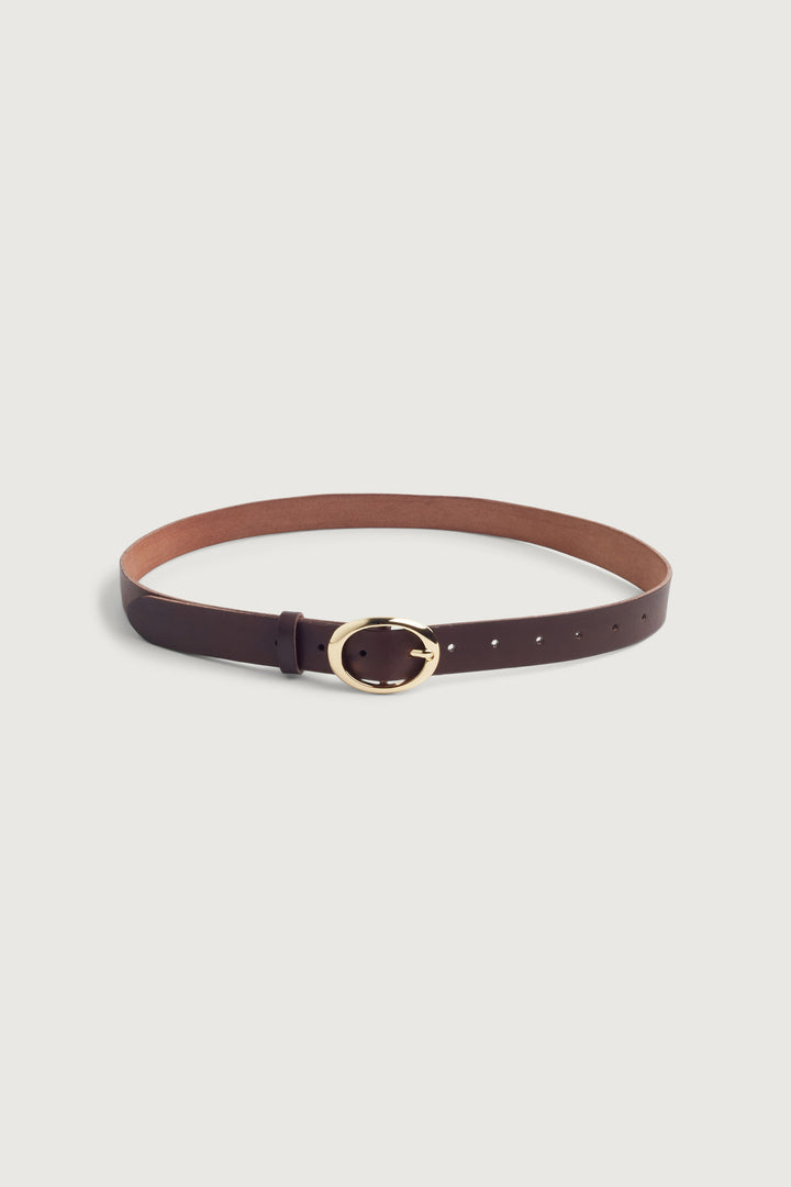 BELT WITH OVAL BUCKLE in Brown — alternate angle