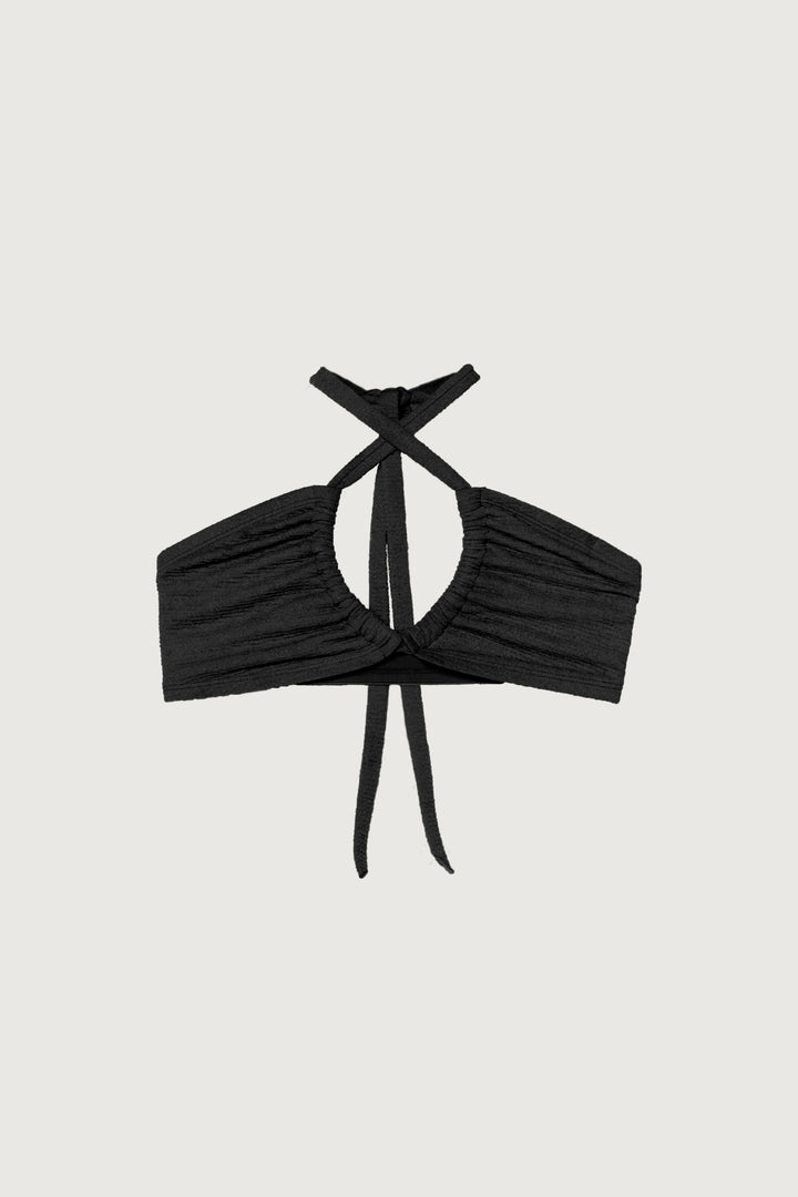 HALTERNECK BIKINI TOP in Black — alternate angle