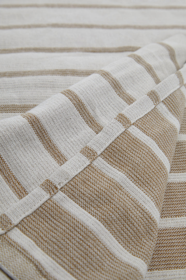 STRIPED COTTON THROW in Beige Cream Stripe — alternate angle