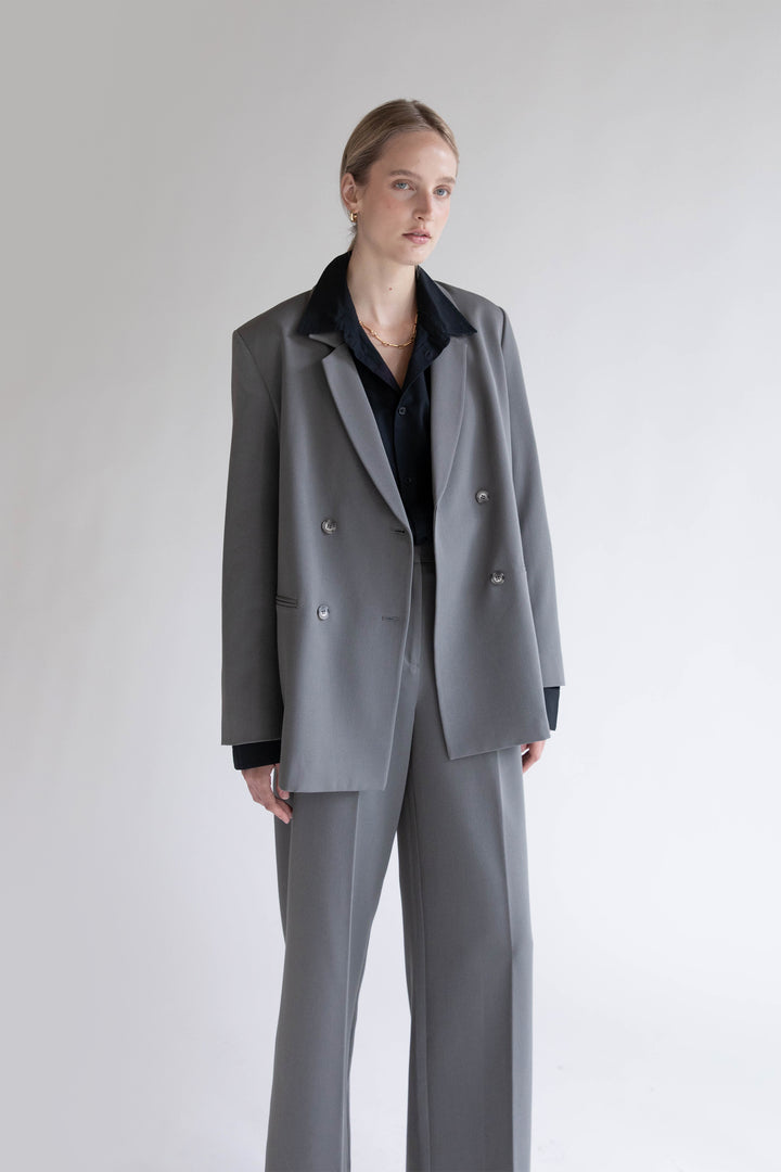 OVERSIZED BLAZER in Gunmetal — alternate angle
