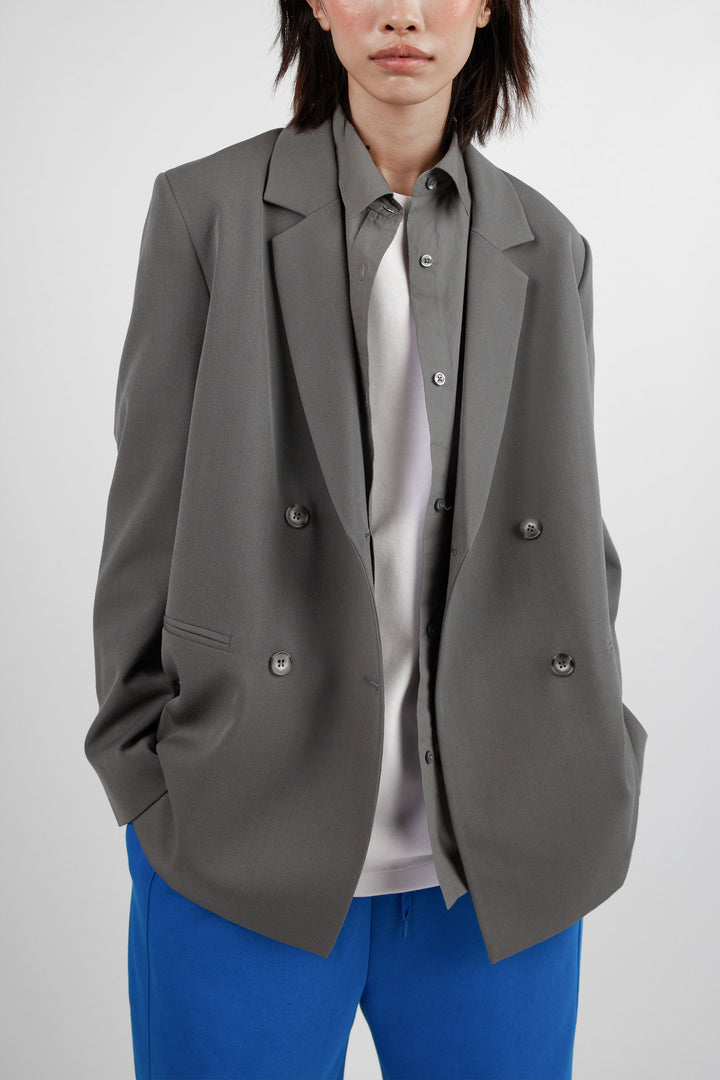 OVERSIZED BLAZER in Gunmetal — alternate angle