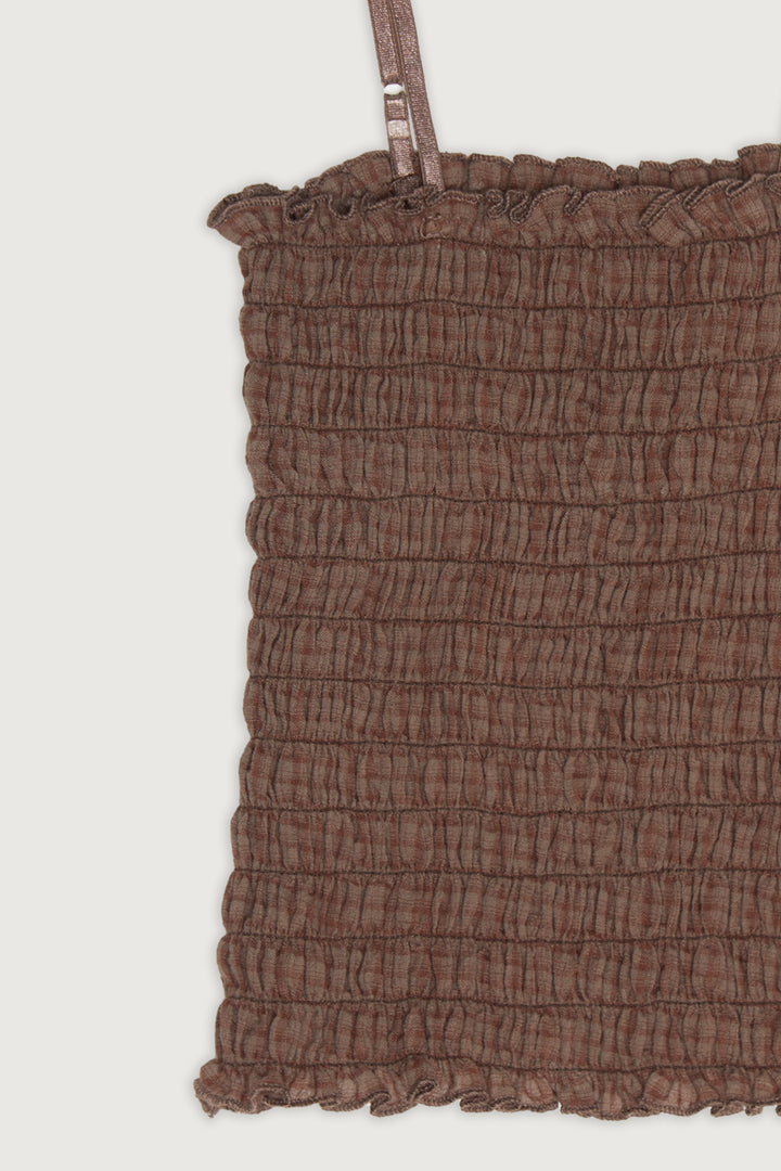 SMOCKED TANK in Brown — alternate angle