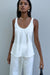 Satin crepe scoop neck tank in cream — main image