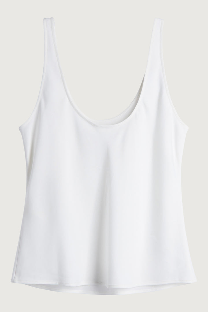 SATIN CREPE SCOOP NECK TANK in Cream — alternate angle