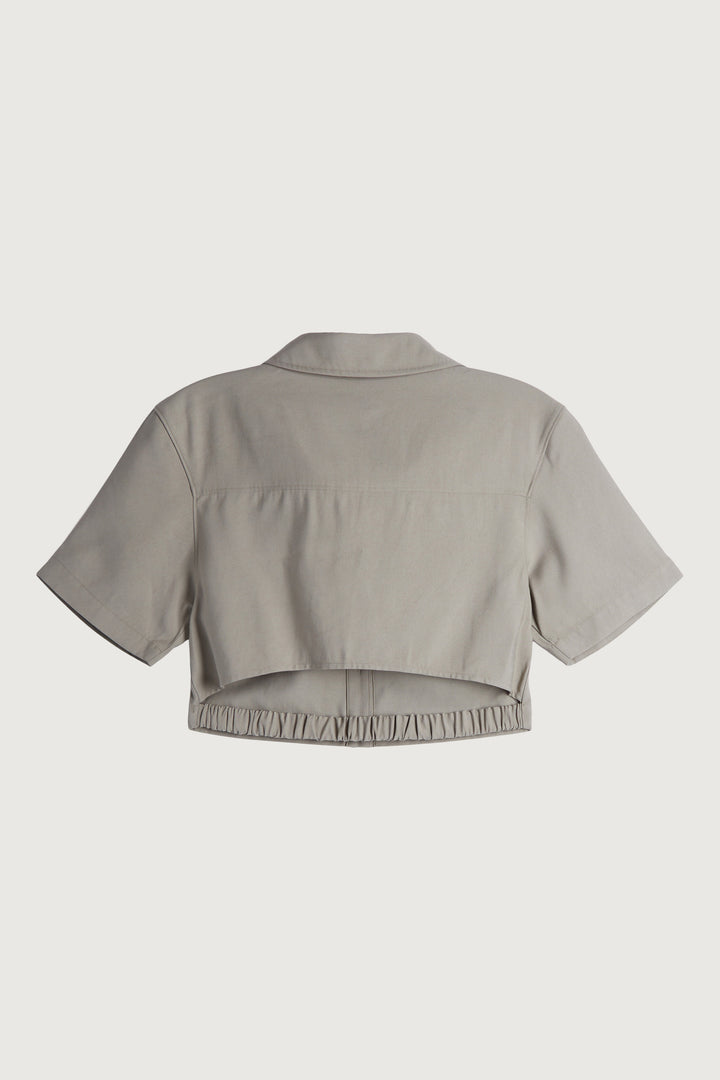 CROPPED SHIRT WITH BACK CUTOUT in Laurel Oak — alternate angle
