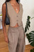 Linen blend suiting vest in taupe — main image