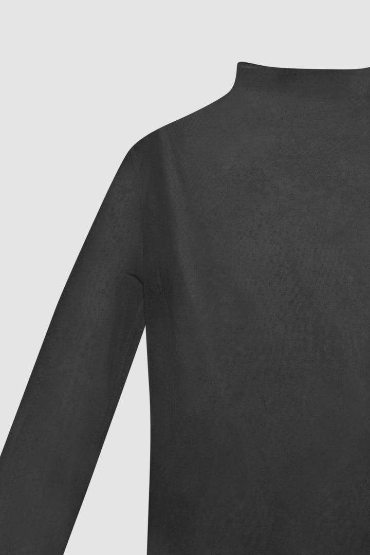 SHEER MOCKNECK TOP in Black — alternate angle