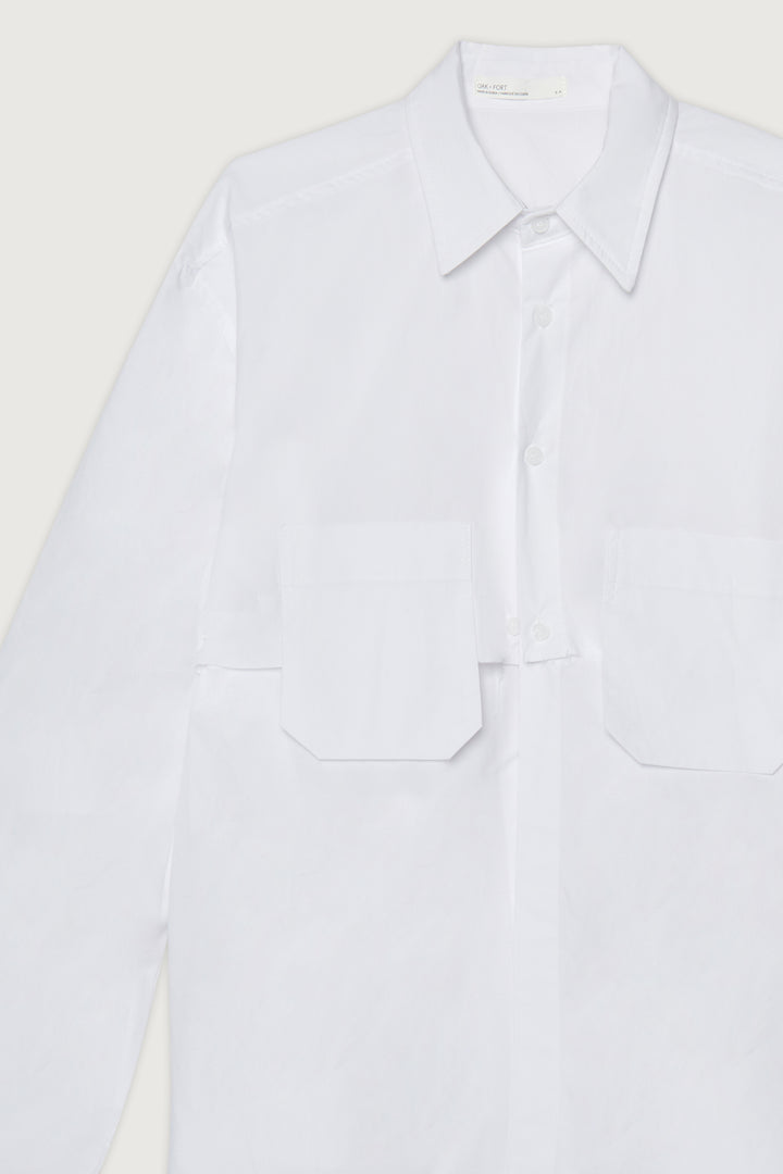 TWO-WAY COTTON POPLIN SHIRT in White — alternate angle