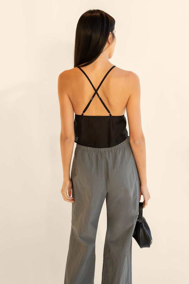 BUTTON FRONT CAMISOLE TANK in Black — alternate angle