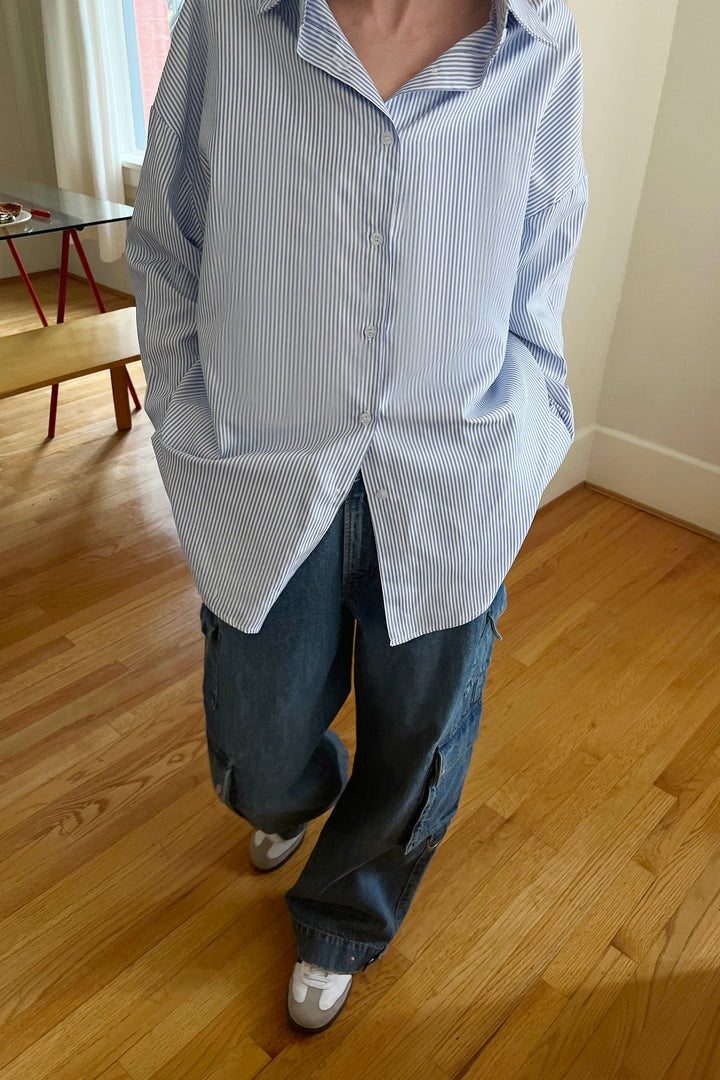 OVERSIZED BUTTON-UP SHIRT in Sky Blue — alternate angle
