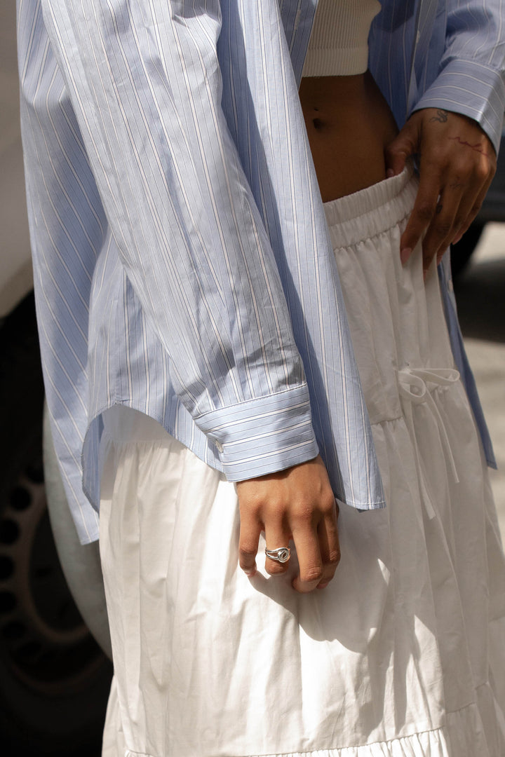 PINSTRIPE BUTTON UP SHIRT in Sky Blue — alternate angle