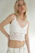 Cropped lace tank top in white — main image