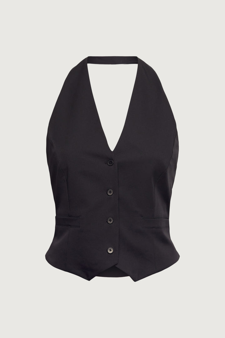 HALTER SUITING VEST in Black — alternate angle