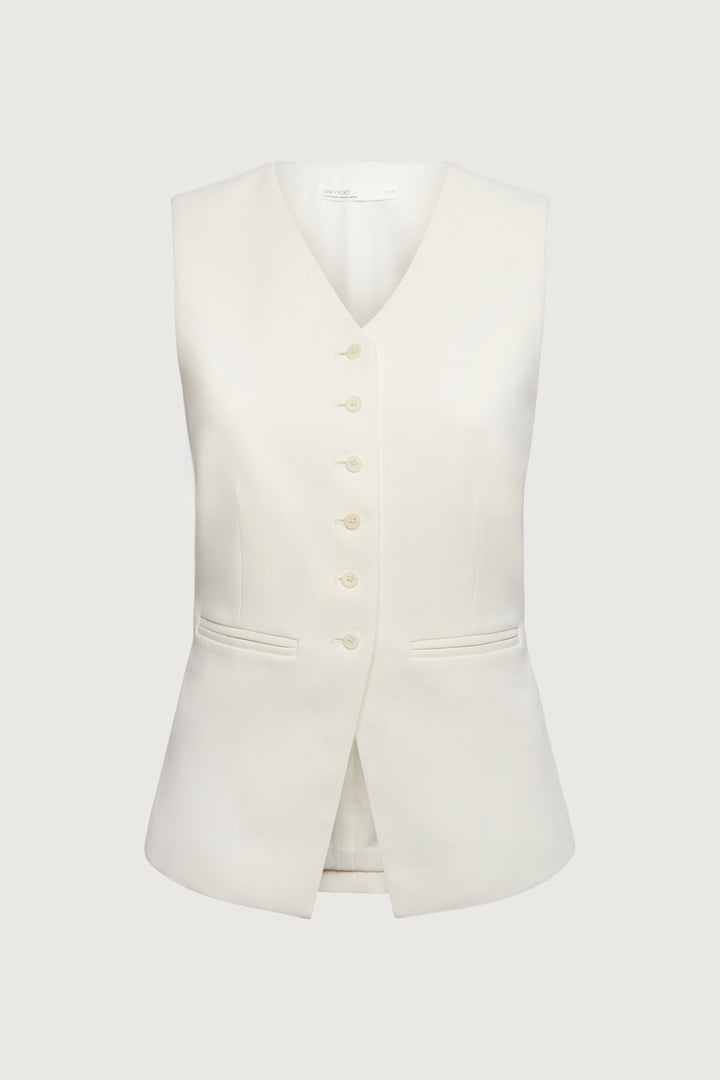 BUTTON FRONT SUITING VEST in Cream — alternate angle