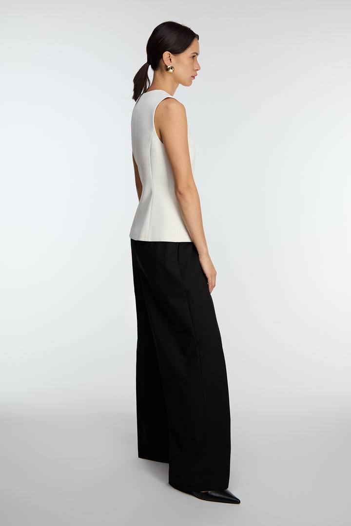 BUTTON FRONT SUITING VEST in Cream — alternate angle