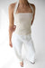 Linen blend halter square neck top in seashell — main image