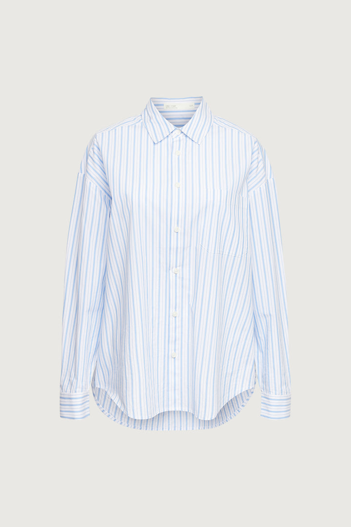STRIPED COTTON POPLIN SHIRT in White Blue Stripe — alternate angle