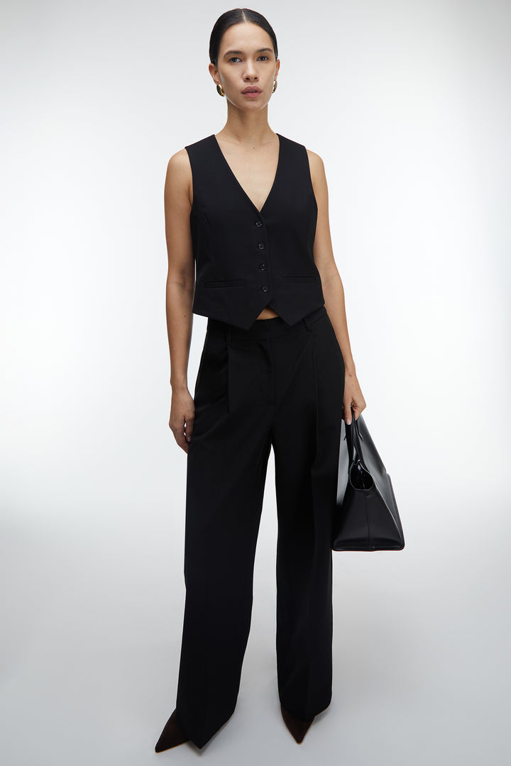 CROPPED SUITING VEST in Black — alternate angle