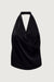 SATIN HALTER COWL NECK TOP