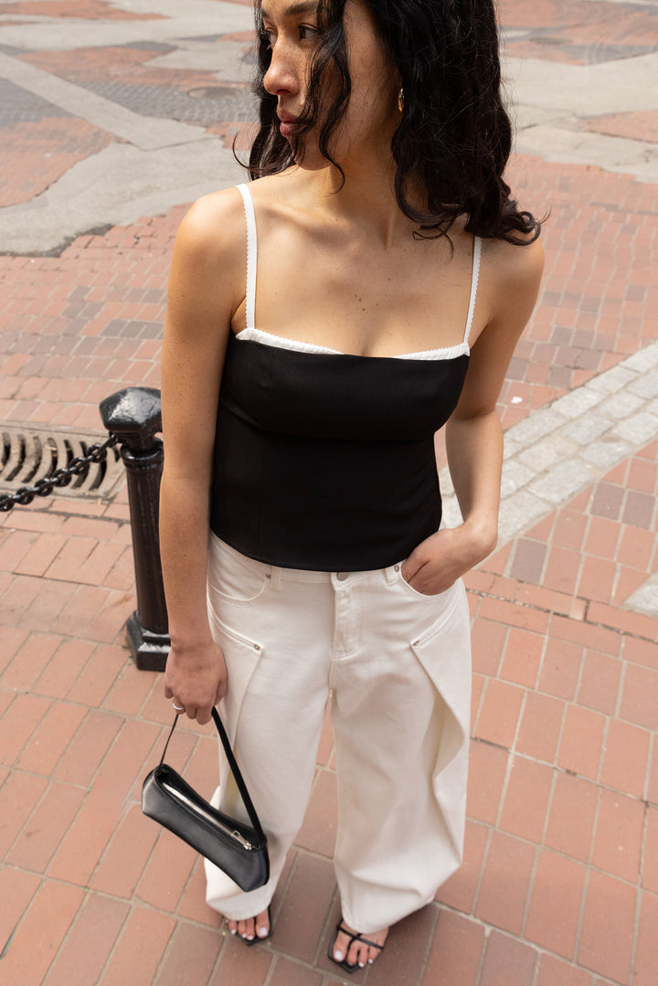 LAYERED CORSET TOP in Black — alternate angle