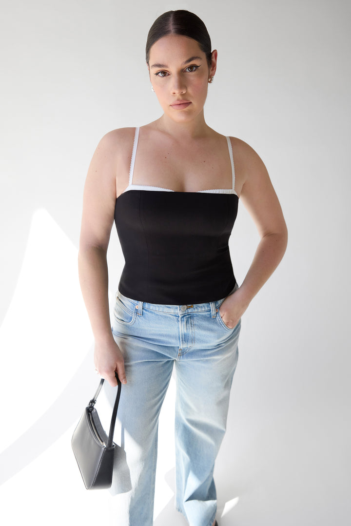 LAYERED CORSET TOP in Black — alternate angle