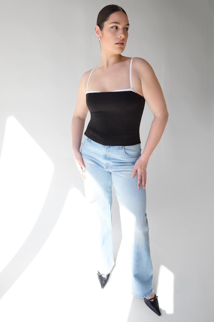 LAYERED CORSET TOP in Black — alternate angle