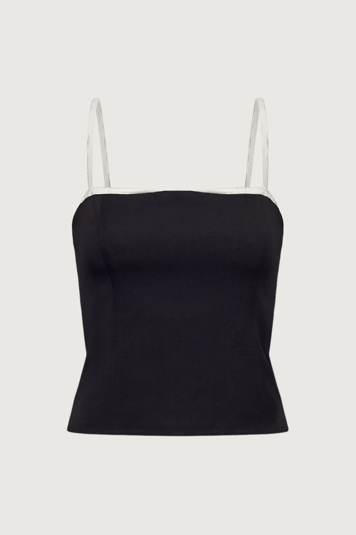 LAYERED CORSET TOP in Black — alternate angle