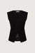High neckline button up vest in black — main image