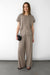 Crinkled rayon short sleeve top in brindle — main image