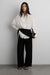 Lightweight crinkled shirt with back cinching buttons in cream — main image