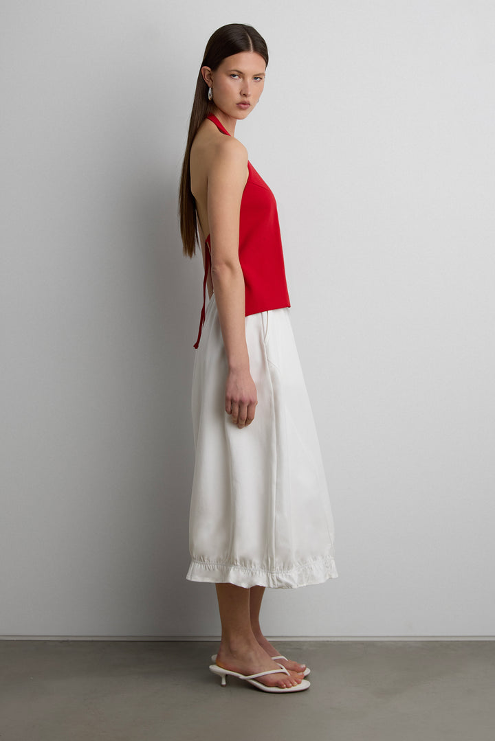 HALTER OPEN BACK TANK TOP in Cherry — alternate angle