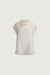 Sheer cowl neck cap sleeve blouse in cream — main image