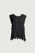 Honey comb cutout woven top in black — main image