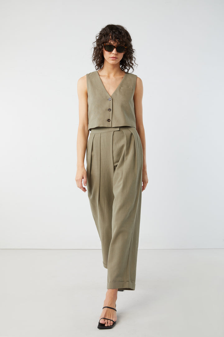 SUIT VEST in Taupe — alternate angle