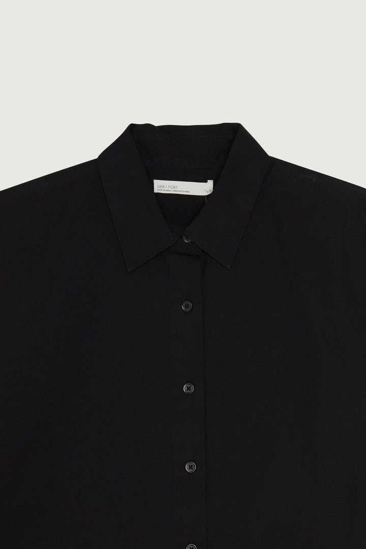 BUTTON UP POPLIN SHIRT in Black — alternate angle