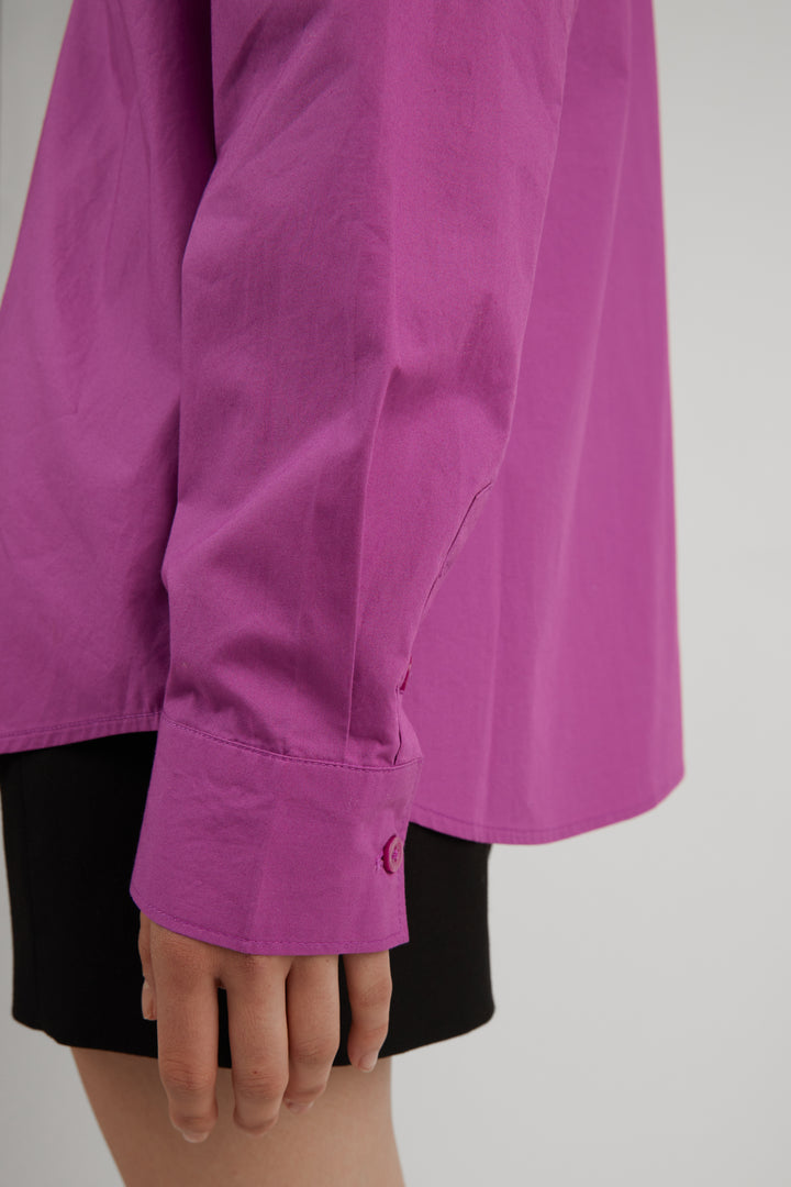 COTTON POPLIN SHIRT in Striking Purple — alternate angle