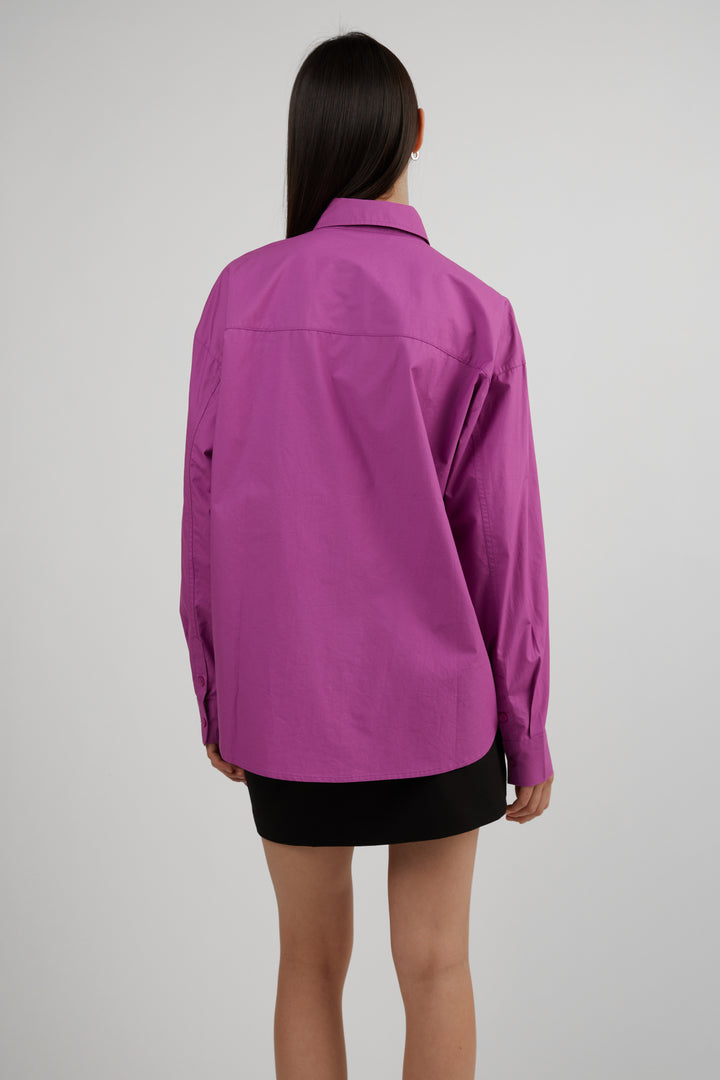 COTTON POPLIN SHIRT in Striking Purple — alternate angle